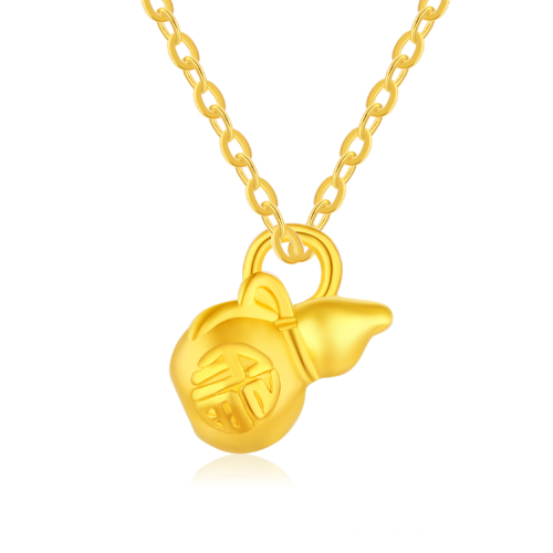 24k Pure Gold Heart Pendant Necklace Women's Jewelry